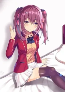 💕 1c42d88e 动漫, 女孩, 校服, 坐着, 双马尾, 可爱 telegram sticker