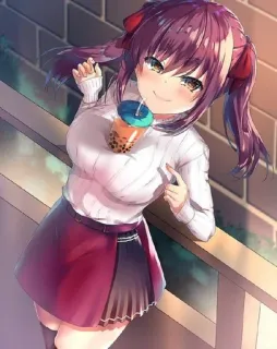 💕 6c065fe4 动漫, 女孩, 可爱, 珍珠奶茶, 微笑 telegram sticker