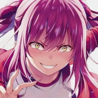 💕 df52ff8a 动漫女孩, 粉色头发, 坏笑, 淘气, 角色, 插画 telegram sticker