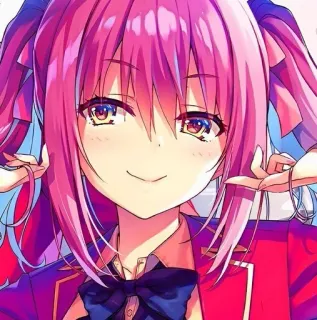 💕 f799e1a3 动漫, 漫画, 粉色头发, 角色, 微笑 telegram sticker