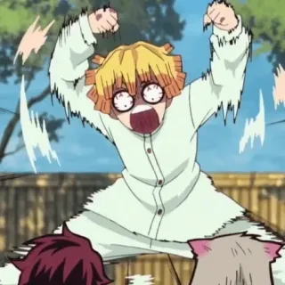 😡 1d92c7eb Zenitsu Agatsuma Demon Slayer アニメ, 鬼滅の刃, 善逸, キャラクター, 叫び, 怖い, コメディ telegram sticker