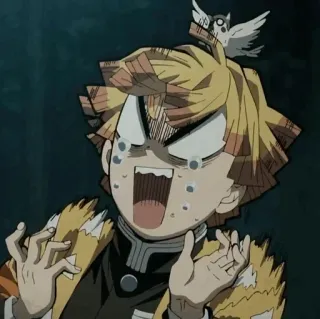 🧡 ec04b653 Zenitsu Agatsuma Demon Slayer アニメ, 泣く, 鬼滅の刃, 善逸, 面白い, 怖い telegram sticker