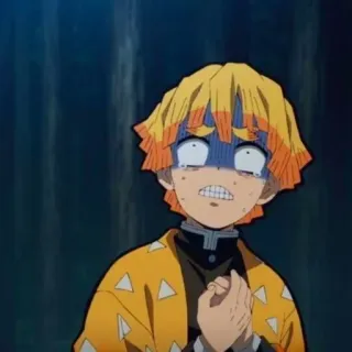 ⚡️ f7a15440 Zenitsu Agatsuma Demon Slayer アニメ, 鬼滅の刃, 善逸, 怖い, 泣く, 面白い, キャラクター telegram sticker