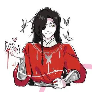 ☺️ 302b0f4d Anime, Motyl, Czerwona nitka, Długie włosy, Osoba telegram sticker