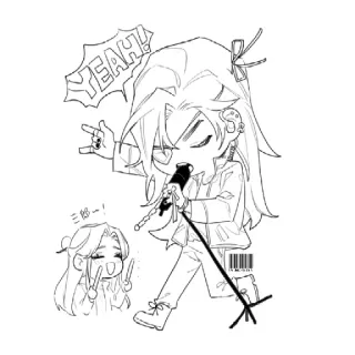 🤟 5c109511 YEAH! Chibi, Piosenkarz, Mikrofon, Muzyka, Rock, Anime telegram sticker