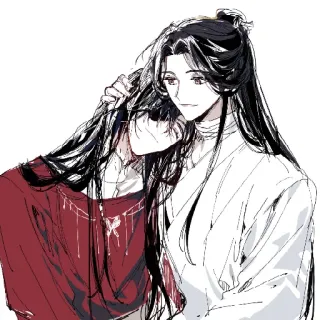 🤗 a300167f sztuka, anime, ilustracja, rysunek, długie włosy, fantasy, postacie telegram sticker