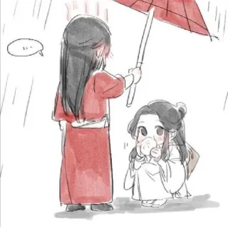 ☂ f0be3330 Anime, Deszcz, Parasol, Przyjaźń, Urocze, Chibi telegram sticker