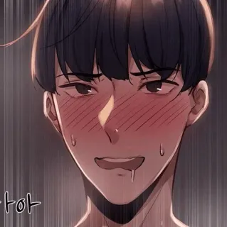 🌒 18529e2c 가아 Manhwa, Rubor, Suor, Masculino, Desenho animado telegram sticker