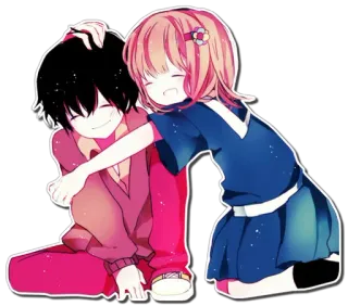 ❤ 7d3eec79 Anime, Süß, Freundschaft, Cartoon, Umarmung telegram sticker