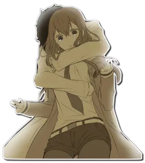 ❤ d241ffff Anime, Umarmung, Paar, Freundschaft, Charakter telegram sticker