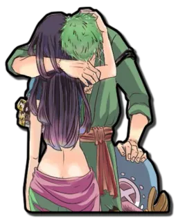 ❤ d5002766 Zoro One Piece Zoro, One Piece, Anime, Charakter, Umarmung, Manga telegram sticker