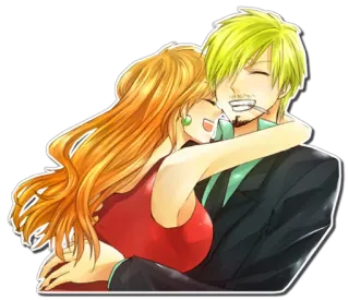 ❤ f6ca9ace Sanji One Piece Anime, Paar, Liebe, Umarmung, Romantik, Sanji, One Piece telegram sticker