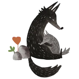 🖤 27e48aae wilk, jeż, miłość, serce, zwierzęta telegram sticker