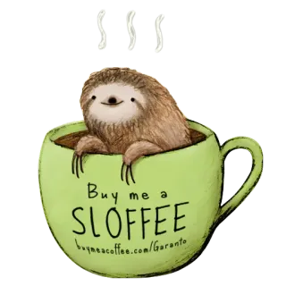 ☕️ 6c043d54 Buy me a SLOFFEE leniwiec, kawa, słodki, zwierzę, napój, leniwieckafe telegram sticker