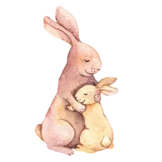 💖 8613da7f królik, zajączek, akwarela, słodki, zwierzę, przytulanie telegram sticker