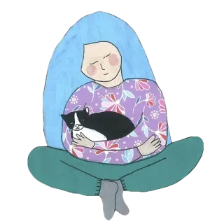 😌 ccc5f17f kobieta, kot, zwierzę, miłość, słodkie telegram sticker