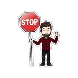 🛑 f599983c STOP Rambu berhenti, Kartun, Pria, Rambu merah, Hati-hati telegram sticker