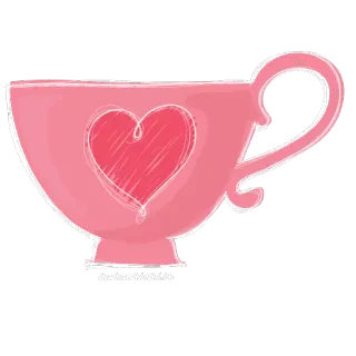 ☕ 5b310def bahachichii.ir tea cup, pink, heart, cute, drawing, love, drink telegram sticker