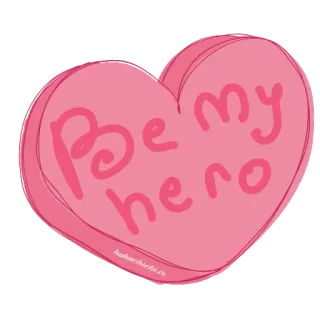 ♥ 6c8ce235 Be my hero heart, love, hero, candy, be my hero telegram sticker
