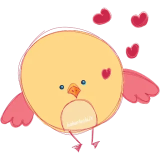 🐤 cb6ab200 bahuehachi.vn bird, hearts, cute, yellow, pink telegram sticker