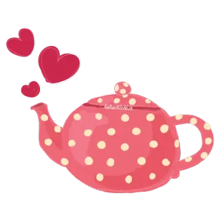 💗 f7a16a61 teapot, hearts, cute, pink, polka dots, tea, love, valentines telegram sticker