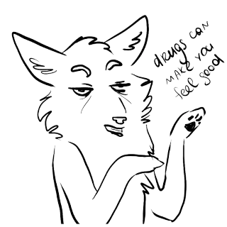 😷 4675f730 drugs can make you feel good loup, dessin animé, drogues, croquis, art au trait whatsapp sticker