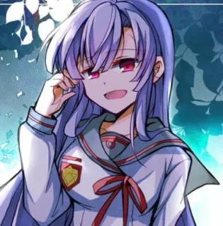 💜 3e3fed13 动漫, 女孩, 校服, 可爱, 长发, 紫发, 动漫女孩 telegram sticker