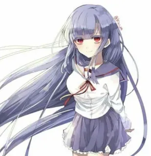 💜 53c2cfb5 动漫, 漫画, 女孩, 校服, 长发 telegram sticker