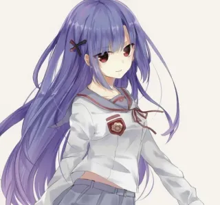 💜 ccc6b916 动漫, 女孩, 校服, 紫色头发, 卡通 telegram sticker