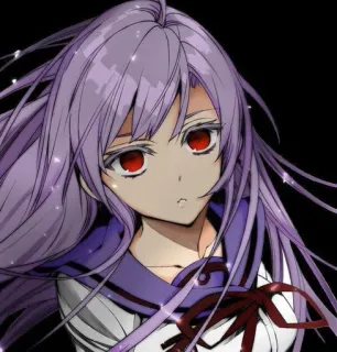 💜 eee47d93 动漫女孩, 紫色头发, 红色眼睛, 卡通, 角色 telegram sticker