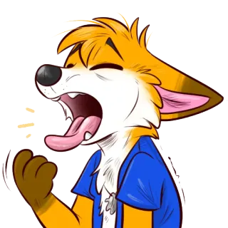 😴 021d7939 rubah, furry, menguap, mengantuk, kartun, hewan whatsapp sticker