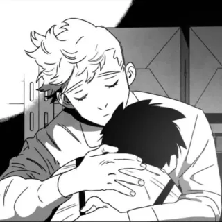 🖤 0466ee0b abbraccio, conforto, emozioni, bianco e nero, stile anime telegram sticker