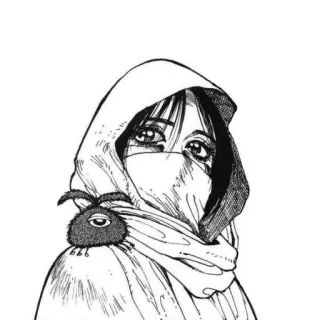 😶 1217e42e Anime, Manga, Cappuccio, Maschera, Occhi, Personaggio, Arte giapponese, Illustrazione telegram sticker