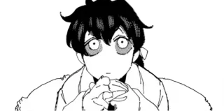 🧐 76a74ad7 anime, manga, personaggio, preoccupato, ansioso, bianco e nero telegram sticker