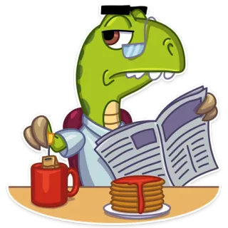 😒 202ccb25 turtle, breakfast, reading, monocle, pancakes, anthropomorphic telegram sticker