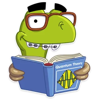 🤓 3d3f7d23 Quantum Theory dinosaur, book, quantum theory, nerd, glasses, braces telegram sticker