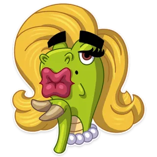 😗 90d8129a cartoon, character, reptile, animal, funny, blonde, kiss, lips telegram sticker