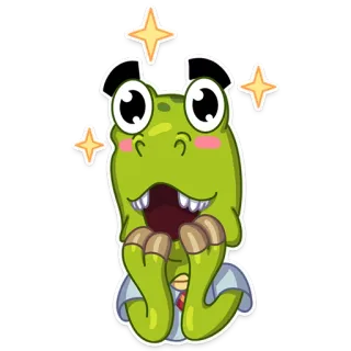 😀 a9891bfe dinosaur, cute, kawaii, sticker, green, happy, cartoon, eyes telegram sticker