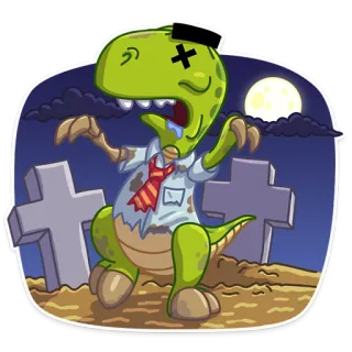 😵 ce559dfe zombie, dinosaur, t-rex, cartoon, monster, halloween telegram sticker