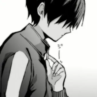 🗞 03336544 ジ Anime, Manga, Jaket, Sedih, Monokrom telegram sticker