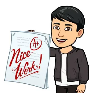 👍 f687191b Nice Work! A+, Note, Succès, École, Réussite, Bitmoji telegram sticker