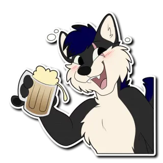 🍺 1bc6640d ケモノ, 漫画, 犬, ビール, アルコール, 飲酒 telegram sticker