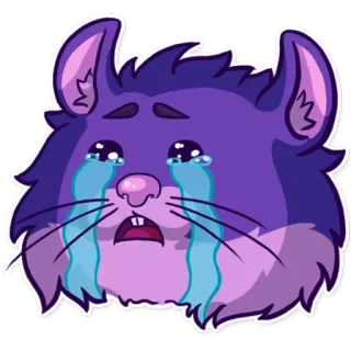 😭 0b5732aa buồn, khóc, emoji, mèo, dễ thương, động vật, tím telegram sticker