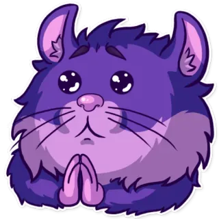 🙏 889f7013 chuột hamster, dễ thương, van xin, cầu xin, động vật, đáng yêu, tím, kawaii telegram sticker