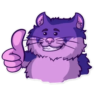 👍 e402cd0b mèo, thích, động vật, nhãn dán, màu tím, phim hoạt hình telegram sticker