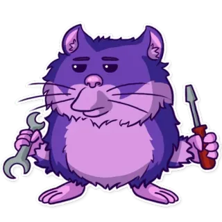 😑 370d4400 hamster, perkakas, kunci inggris, obeng, kartun, hewan telegram sticker