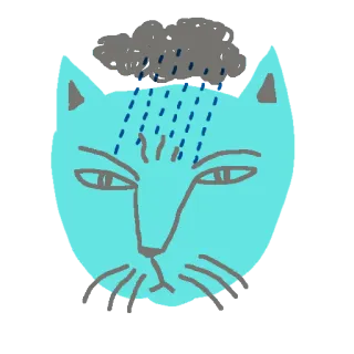 😠 423efff6 gato, triste, chuva, nuvem, melancólico, adesivo, animal whatsapp sticker