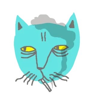 😣 89d4bf03 gato, desenho animado, animal, ilustração, azul, adesivo whatsapp sticker