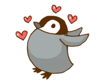 🐧 6131082f ペンギン, ハート, かわいい, 愛, 漫画, 動物 telegram sticker