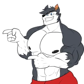 👈 b9f84838 兽人, 肌肉, 兽人, 卡通, 动物, 狗, 狼 telegram sticker